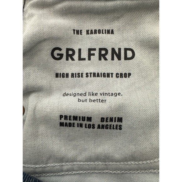 GRLFRND jeans Women's Size 25 The Karolina straight crop Blue Button Fly Denim - Picture 6 of 9